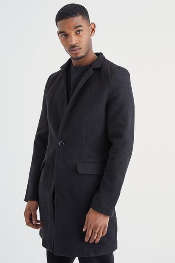 Tall Notch Collar Smart Overcoat black