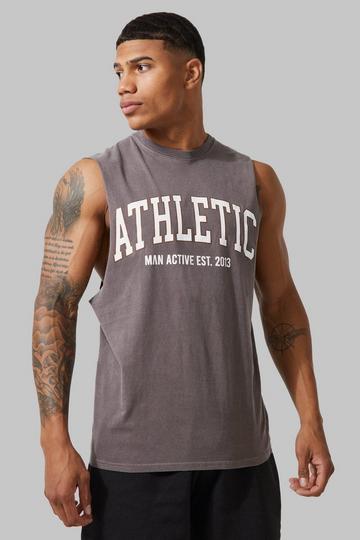 Man Active Gym Athletic Cut Off Tank chocolate