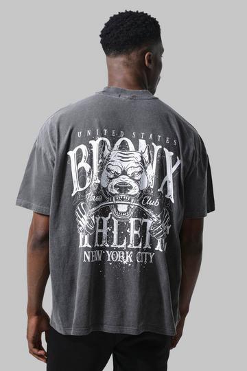 Man Active Oversized Bronx Barbell T-shirt charcoal