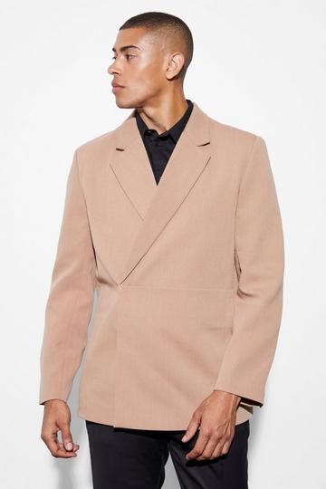 Relaxed Wrap Blazer With Pouch tan