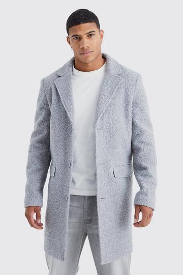 Single Breasted Boucle Overcoat grey