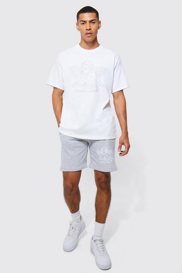 boohoo Mens Star Graphic Mesh Hockey T-Shirt & Short Set - Blue S