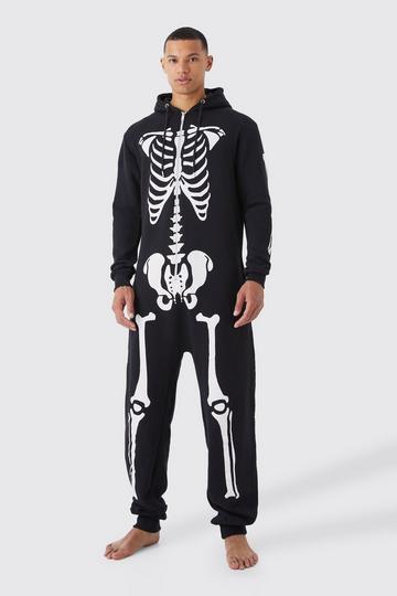 Tall Halloween Skeleton Onesie black