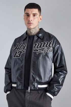 Suede Varsity Jacket With Badge