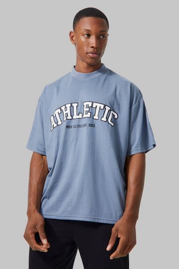 Man Active Gym Athletic Boxy Fit T-shirt dusty blue
