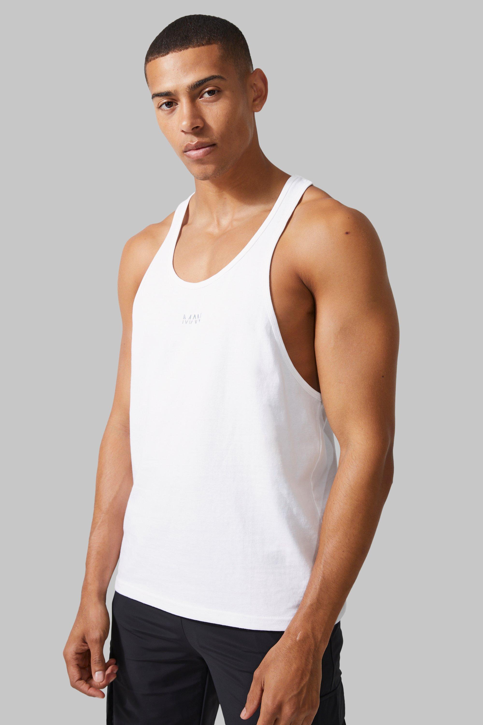 Men s Drop Armhole Tank Boohoo UK