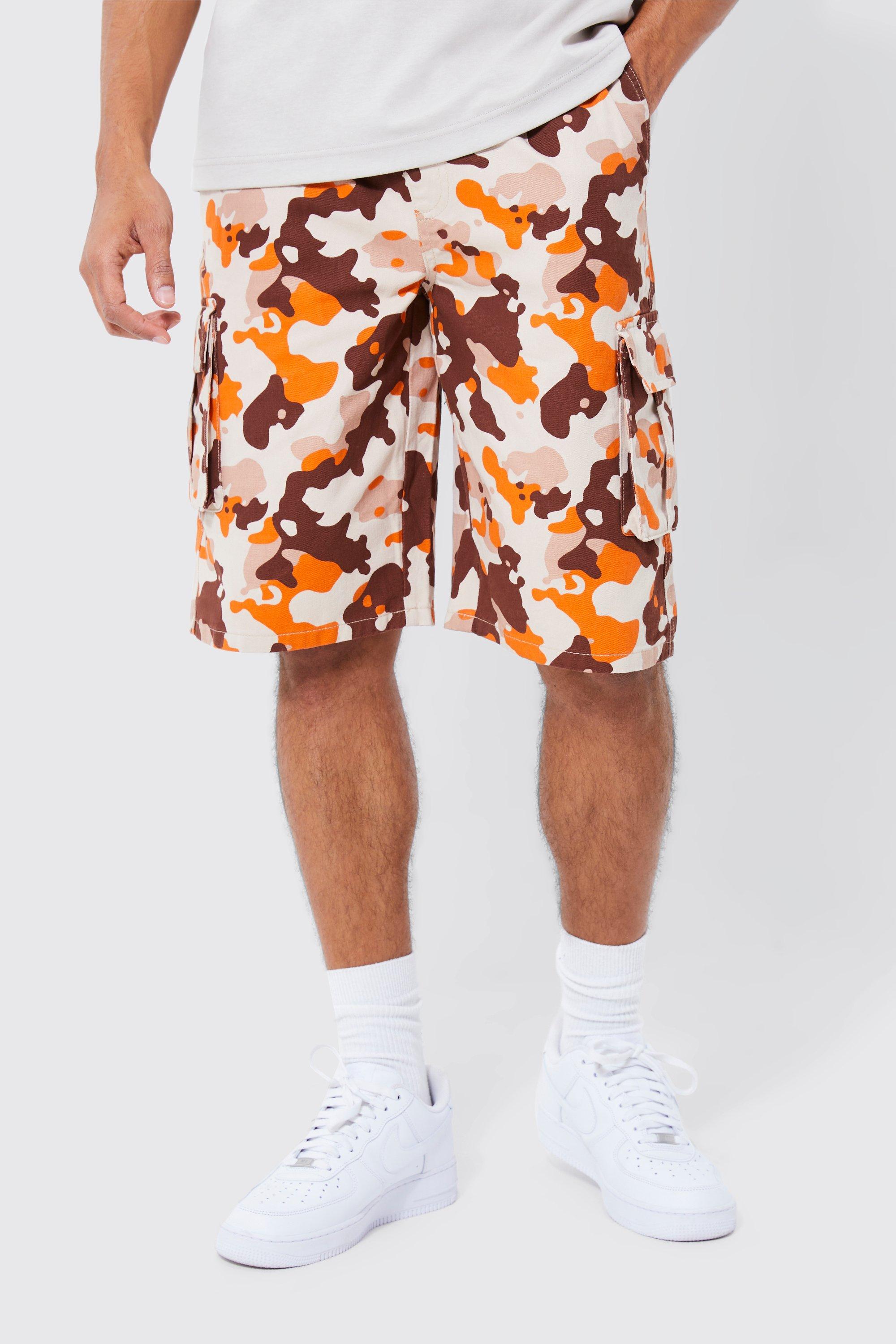 Mens orange 2024 camo shorts