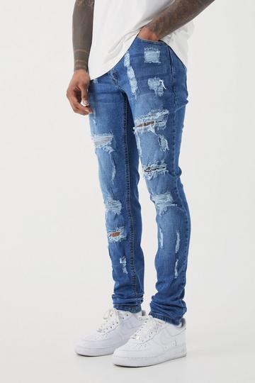 Light Brown Skinny Stretch All Over Rip Stacked Jeans