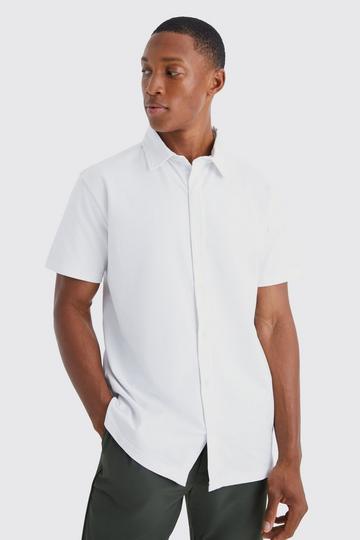White Short Sleeve Stretch Fit Jersey Shirt