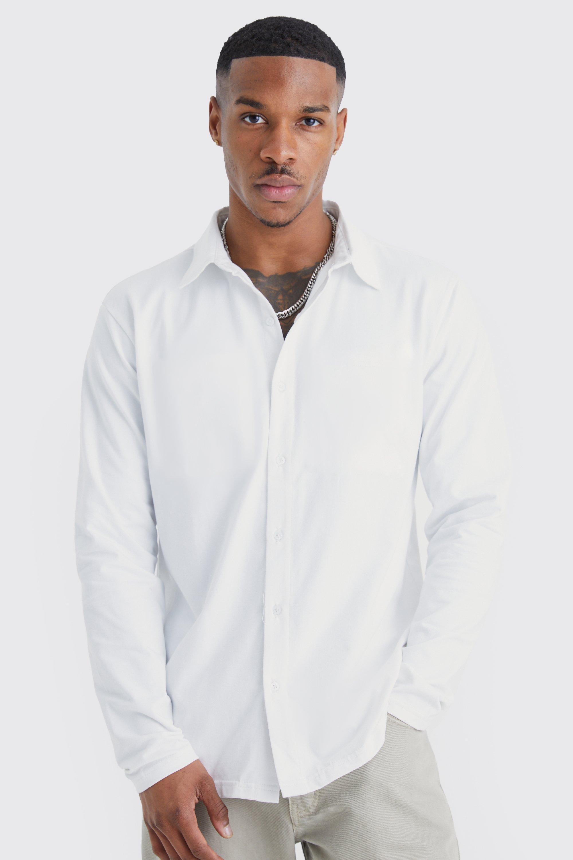 Mens white long sleeve dress clearance shirt