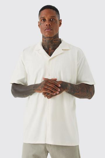 Short Sleeve Oversized Revere Jersey Shirt ecru