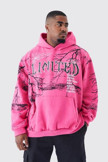Plus Oversized Skull Graphic Hoodie pink