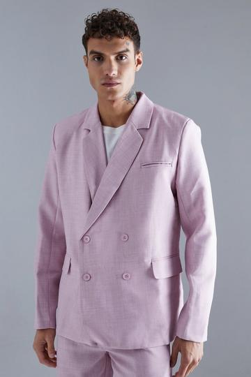 Pink Relaxed Double Breasted Suit Jacket