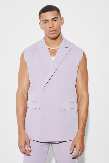 Lilac Purple Relaxed Fit Sleeveless Suit Jacket