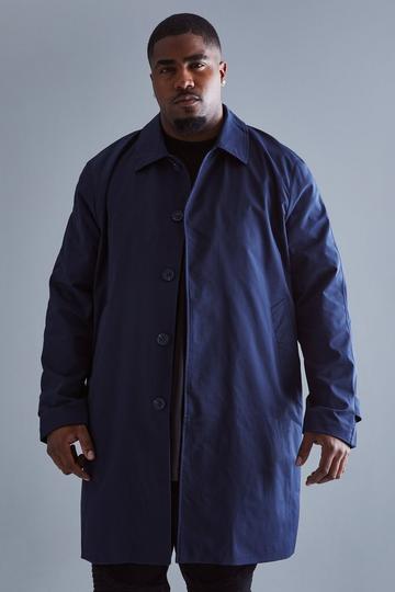 Plus Single Breasted Poly Twill Mac navy