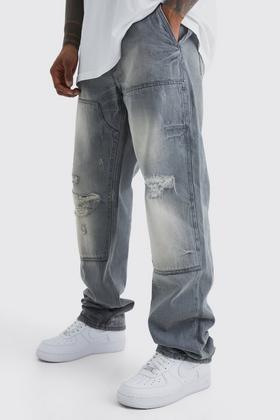 Relaxed Rigid Flare Frayed Edge Jeans