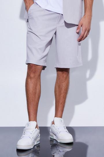 Grey Fixed Waist Relaxed Suit Shorts