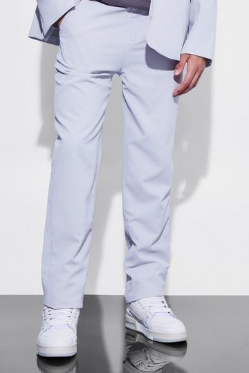 Grey Straight Leg Crinkle Suit Trousers