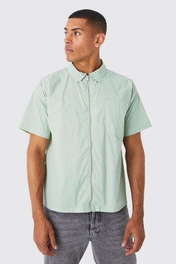 Short Sleeve Teflon Boxy Shirt sage