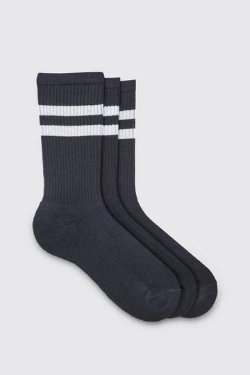 3 Pack Sport Stripe Socks black