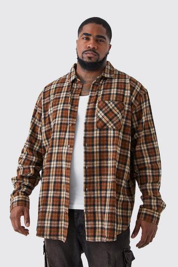 Plus Oversized Heavyweight Check brown