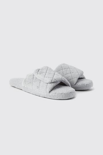 Quilted Open Toe Slipper grey