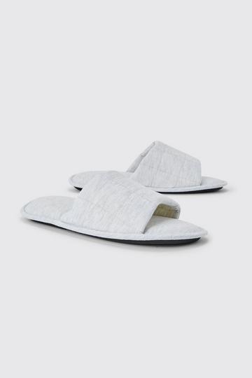 Grey Quilted Slider Slippers