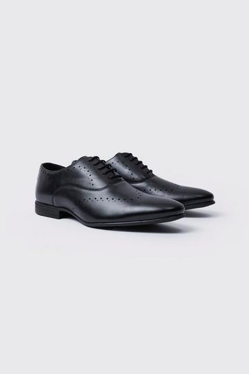 Perforated Detail Smart Derby Shoes black