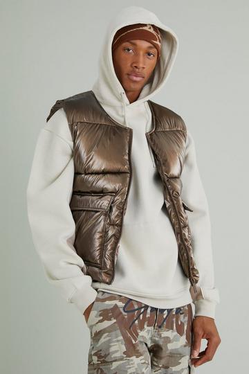 Metallic Boxy Gilet chocolate