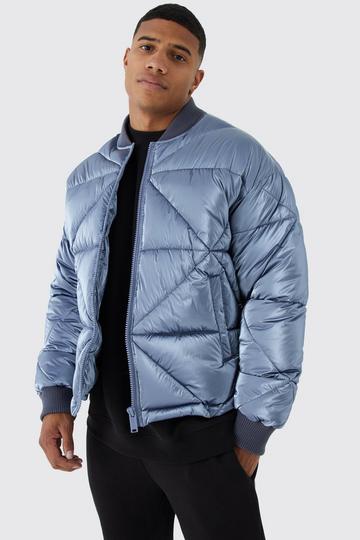 Metallic Quilted Puffer Bomber sage