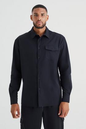 Men's Tall Short Sleeve Seersucker Revere Shirt