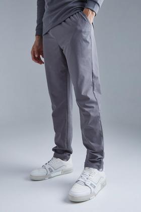 Men's Plus Elastic Waist Relaxed Fit Cropped Pleated Trouser