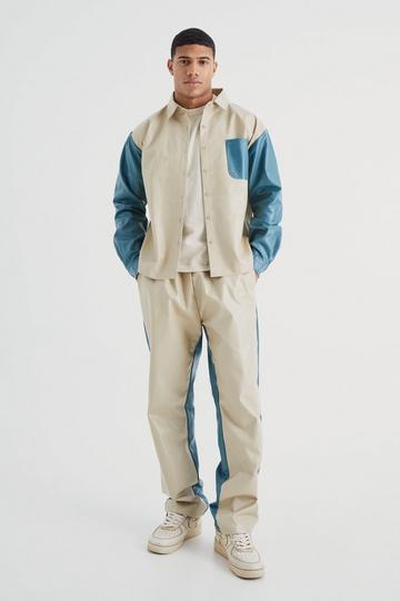 Long Sleeve Colourblock Overshirt And Gusset Trouser stone