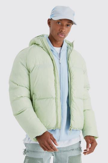 Sheen Quilted Nylon Puffer With Hood mint