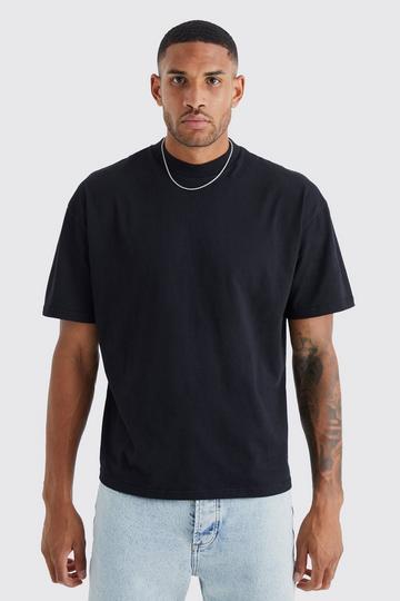 Tall Oversized Extended Neck Heavy T-shirt black
