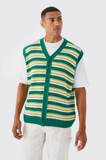 Button Knitted Vest green