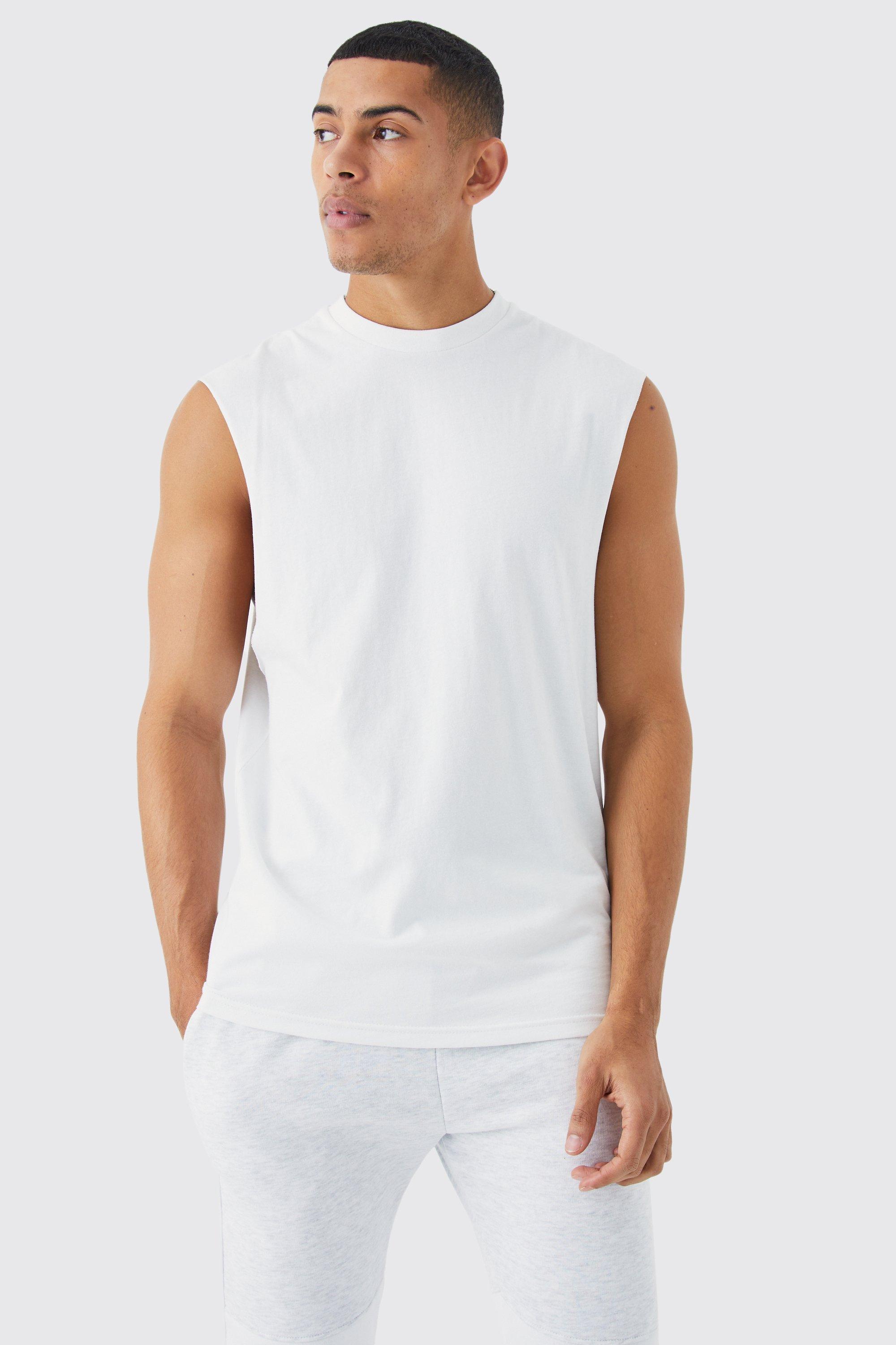 Men s Basic Drop Armhole Tank Boohoo UK