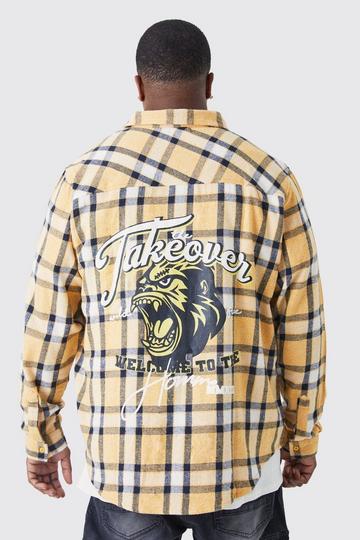 Plus Long Sleeve Takeover Check Shirt yellow