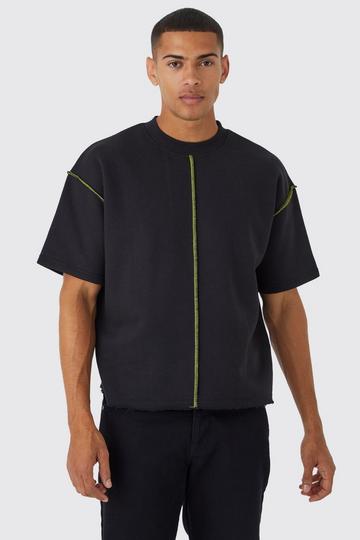 Oversized Extended Neck Contrast Sweatshirt black