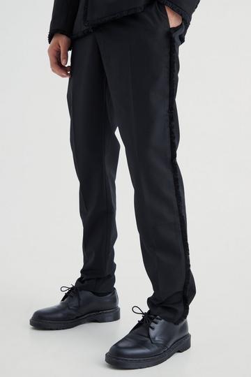 Slim Fit Smart Trousers With Distressing black