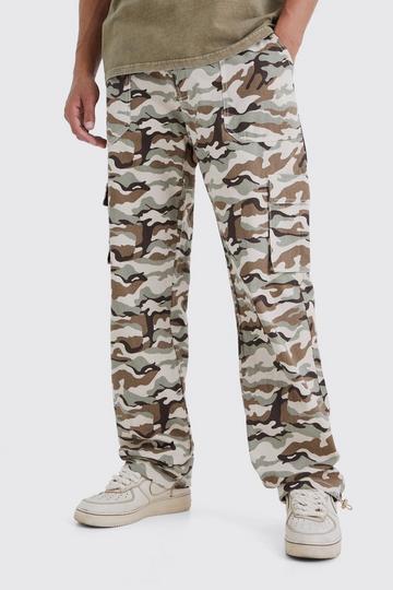 Tall Relaxed Cargo Pocket Camo Trouser sand