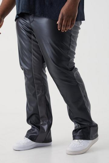 Black Plus Fixed Waist Slim Flare Gusset Pu Trouser