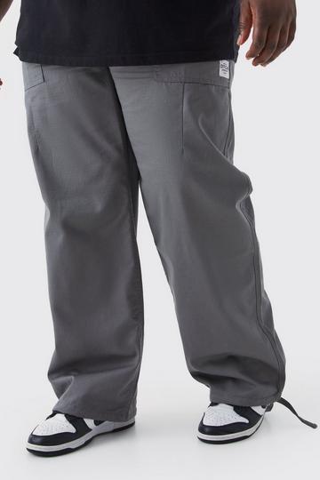 Plus Elastic Relaxed Long Ripstop Trouser With Tab charcoal