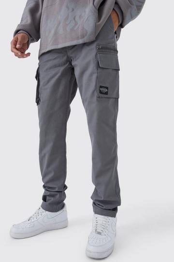 Tall Fixed Relaxed Ripstop Cargo Trouser With Tab charcoal