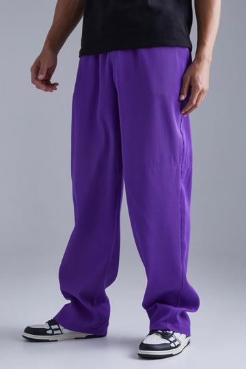 Tall Elastic Waist Relaxed Fit Pleated Trouser purple