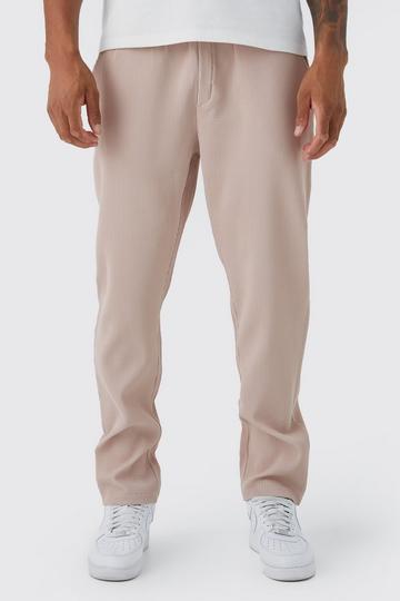 Tall Elastic Waist Tapered Fit Pleated Trouser taupe