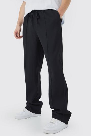 Tall Elastic Waist Relaxed Fit Pleated Trouser black