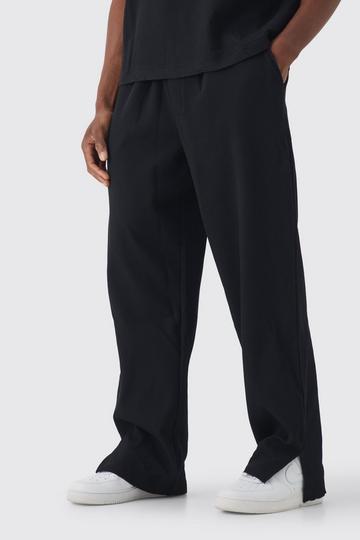 Pantalon ample plissé à taille élastiquée black