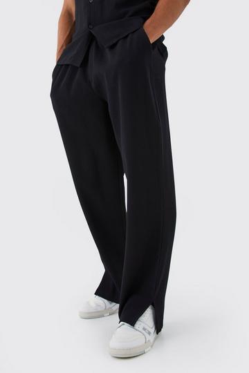 Pantalon ample plissé à taille élastiquée black