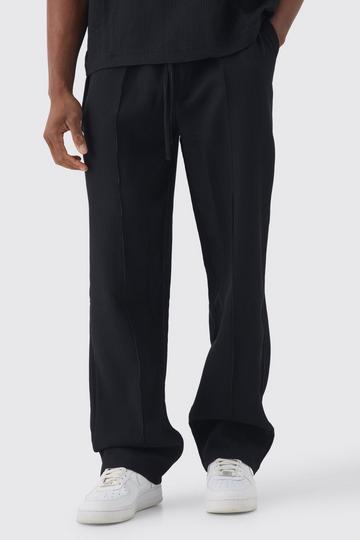 Elastic Waist Relaxed Fit Pleated Trouser black